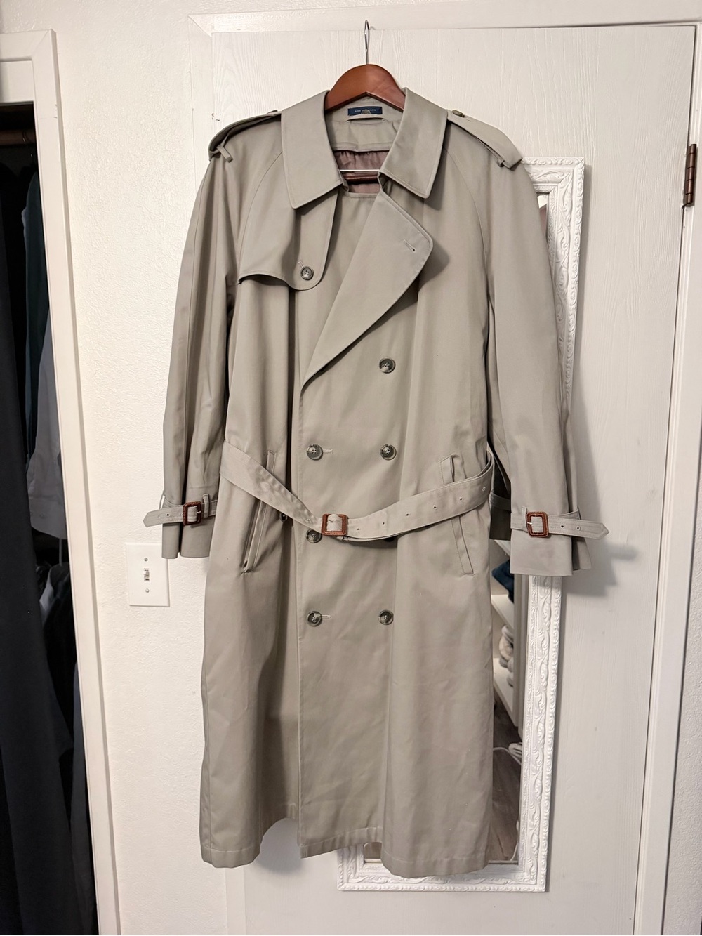 MEN'S Trench Rain Coat removable wool liner size 44 regular